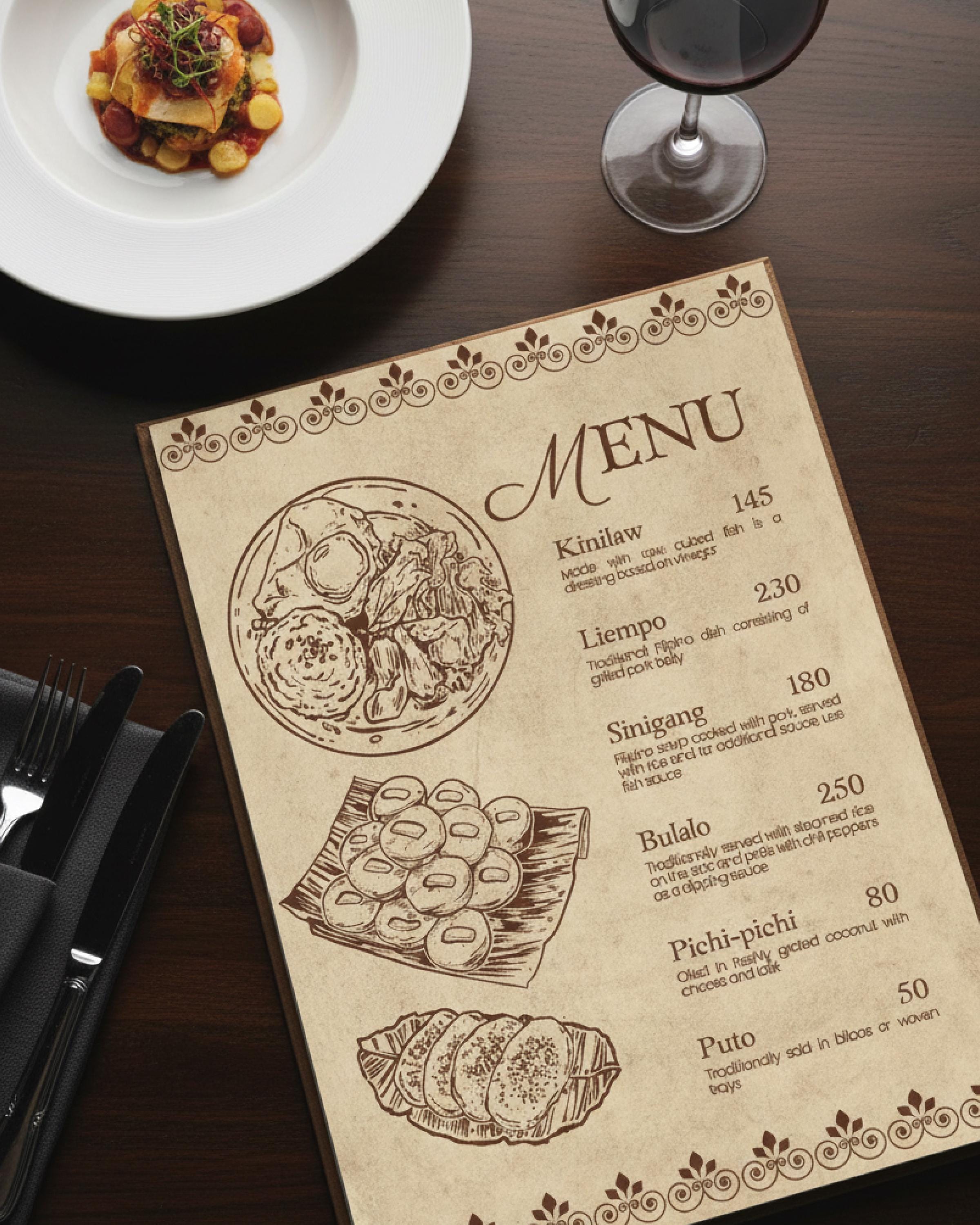 Restored Menu Template Vintage Menu Template | Hand Drawn Restaurant Food List | Editable ...