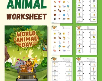 Hojas de trabajo imprimibles de animales para niños en edad preescolar, jardín de infantes y niños pequeños.