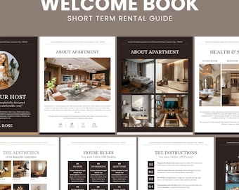 Plantilla de marketing de alquileres vacacionales, folleto de Canva para Airbnb, promoción de alojamiento vacacional, tarjeta de agradecimiento para huéspedes