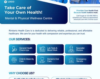Plantilla de volante de clínica médica/Folleto de salud editable (descarga digital)