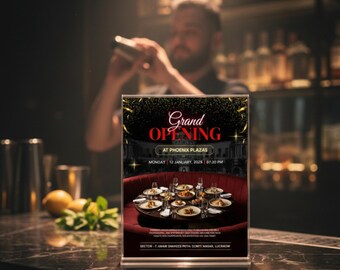 Plantilla de invitación para inauguración de restaurante / Volante elegante para evento (descarga digital)