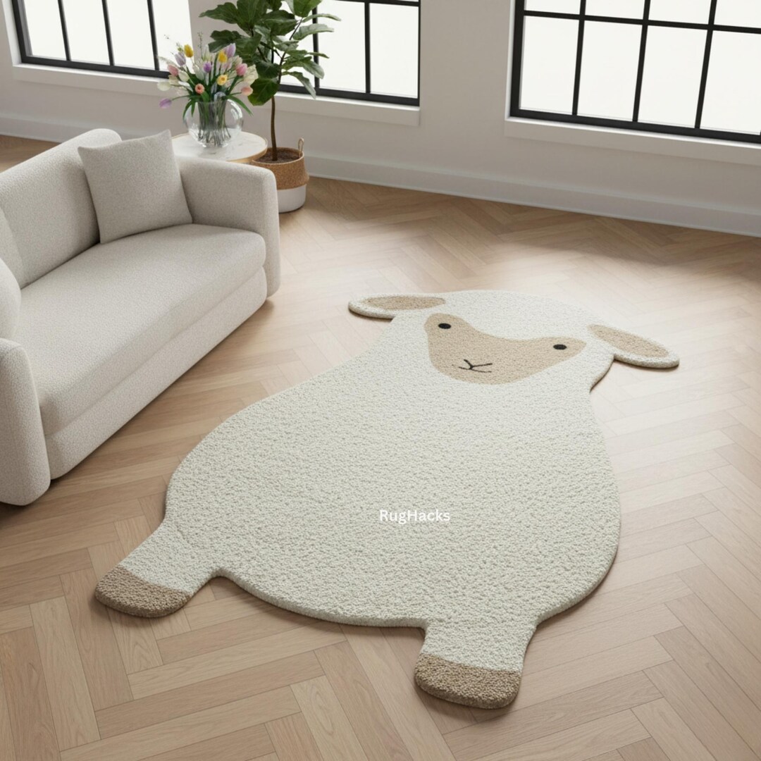 Sheep Rug | Hand-tufted Wool Animal Rug, Nursery Decor - Etsy