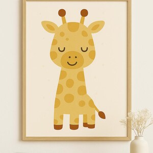 Baby Giraffe Nursery Wall Art Printable Jungle Safari Animal Poster Gender Neutral Kids Room Decor | Instant Download