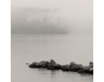 lake photography print, lake house art, foggy lake print, lake art, art for lake house, minimalist photography