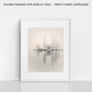 lake house art, lake house decor, lake photography, lake print, foggy lake, minimalist landscape photography image 3