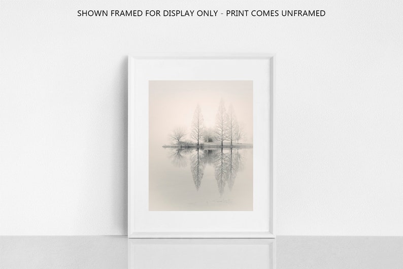 lake house art, lake house decor, lake photography, lake print, foggy lake, minimalist landscape photography image 3