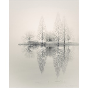 lake house art, lake house decor, lake photography, lake print, foggy lake, minimalist landscape photography image 1