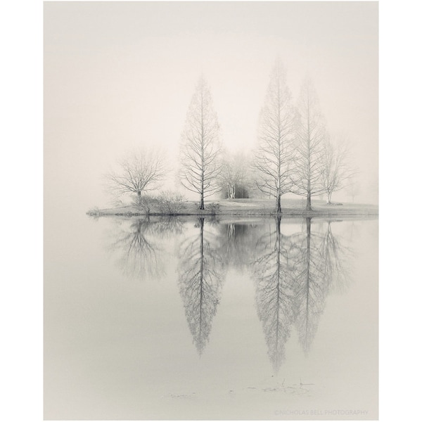 Foggy Lake Photography Print: Minimalist Landscape Art