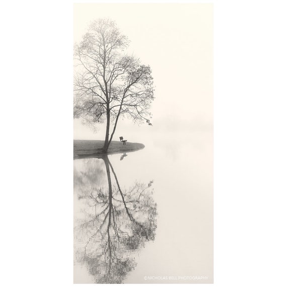 lake photography, lake house art, foggy lake, minimalist landscape, tranquil lake print, peaceful lake, photography, long vertical