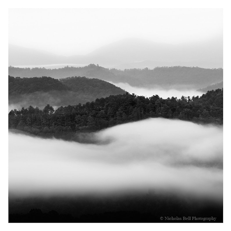 Smoky Mountains Print Black and White Landscape Photography Etsy