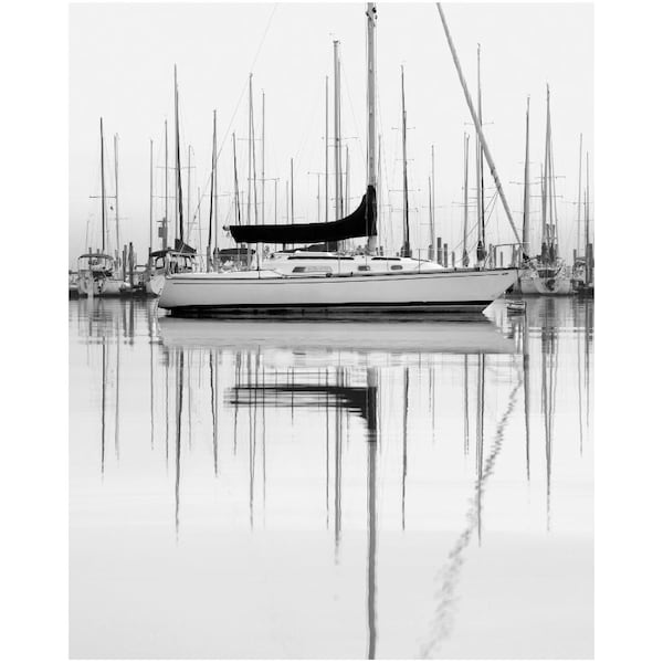 sailboat photography, black and white sailboats, photography print, wall art, lake house art, fine art print