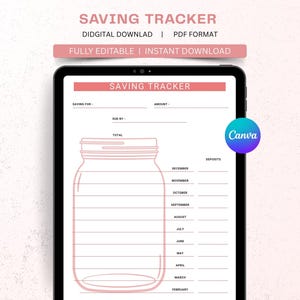 Savings Tracker, Journal Page Printable, Money Saving Tracker, Budget Goal Tracker, Goal Tracker, Savings Jar Tracker, Savings Journal