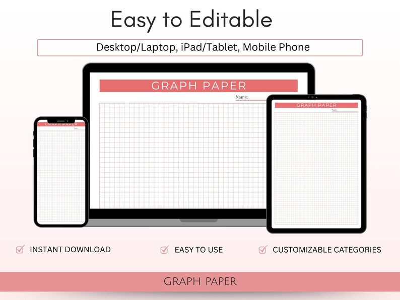 Graph Paper Canva, Printable Graph Grid Paper, Digital Template for ...