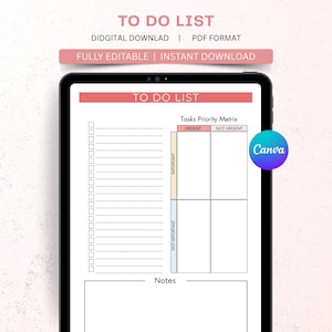 To Do List, Task Tracker, Daily Weekly monthly Planner, Agenda canva Template, Printable To Do List Template Colourful PDF Checklist, list