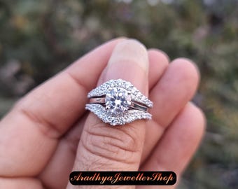 Handmade Sterling Silver Cubic Zirconia Solitaire Ring Set