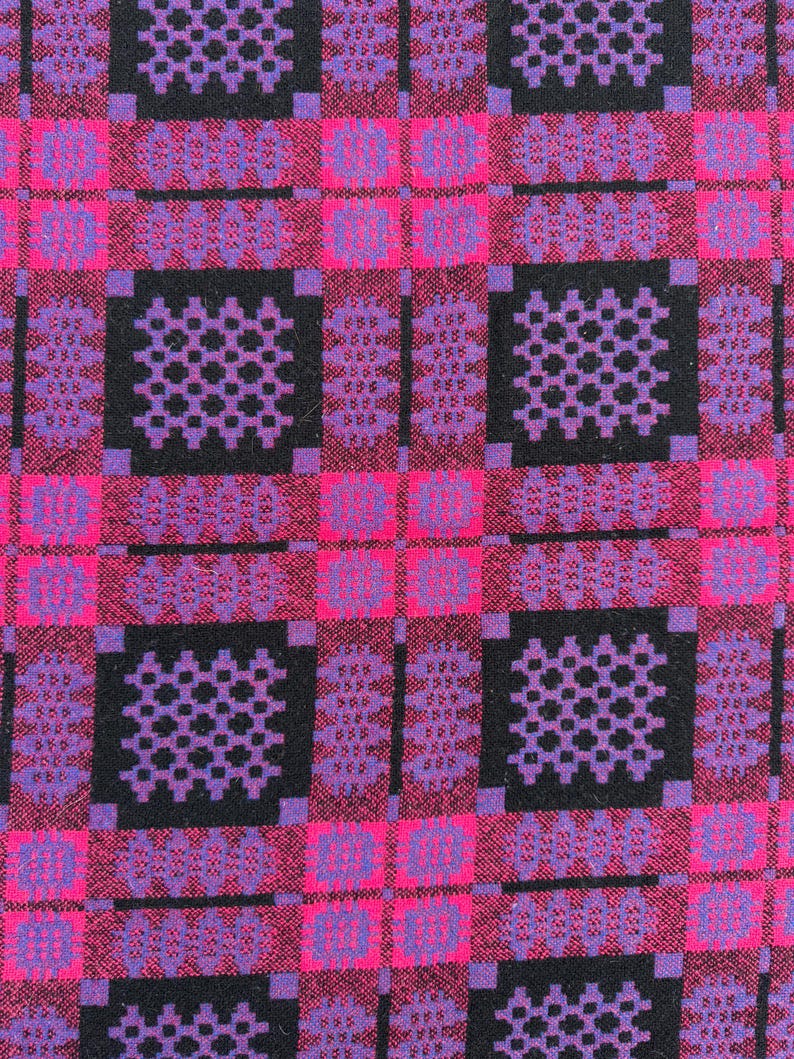 Vintage Welsh Wool Tapestry Blanket Bedspread Bedcover Reversible ...