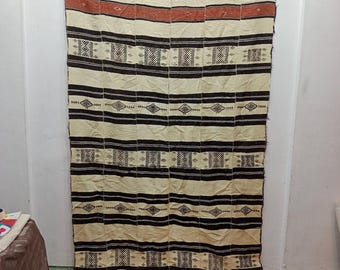 Vintage Gorgeous Hand Woven Traditional African Mali Fulani Blanket Rug Wall Hanging Floor Area Living Room Bedroom 269x132 Cm
