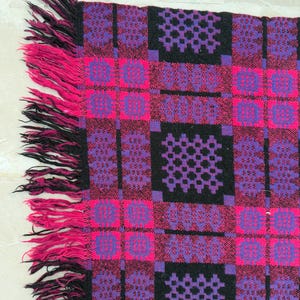 Vintage Welsh Wool Tapestry Blanket Bedspread Bedcover Reversible ...