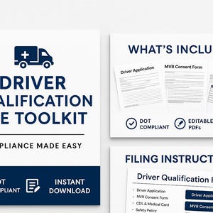 FMCSA Driver Qualification File Toolkit: Trucking Company HR Forms (Digital Download)