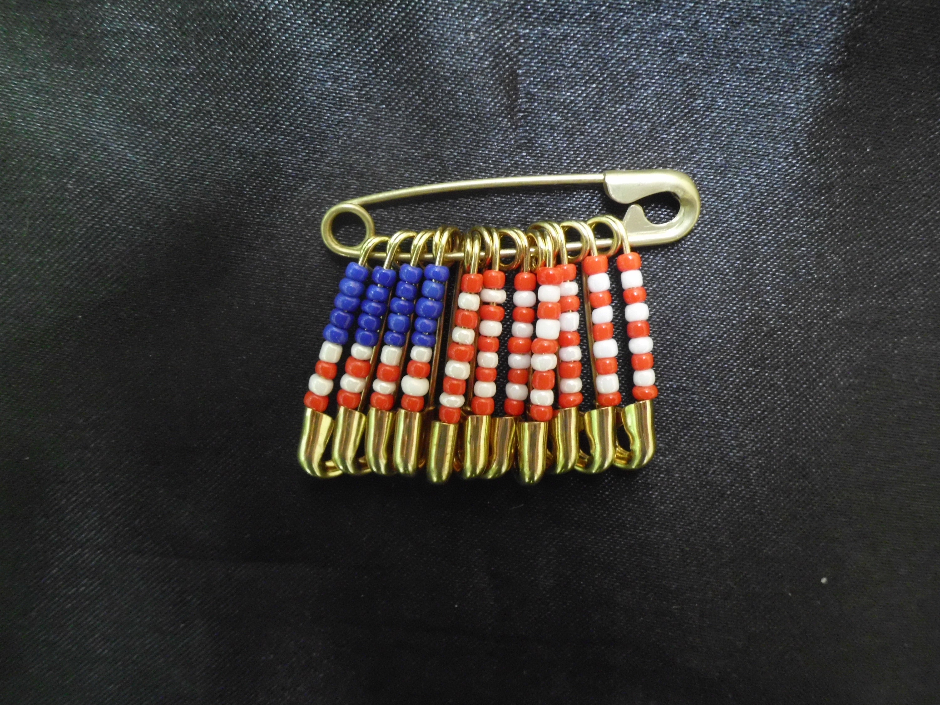 American Flag Pin Handmade Safety Pins and Beads Etsy