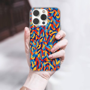 Abstract Swirl Phone Case: Colorful Blue Orange Wavy Pattern Covercover for iPhone Samsung Pixel