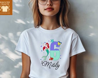 Ariel Birthday Girl T-Shirt: Little Mermaid Family Matching Tee