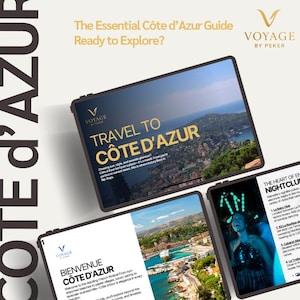 Guide de voyage PDF sur la Côte d'Azur - Itinéraire de 7 jours + conseils gastronomiques, clubs de plage, villages et cartes cliquables