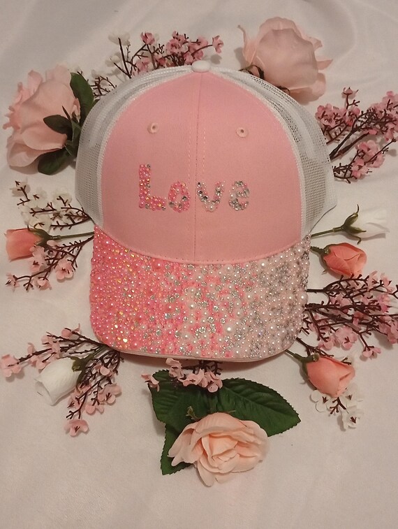 Adjustable Love Light Pink and White Baseball Cap With  display picture 1