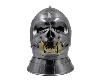 Casco de calavera demoníaca: armadura de caballero de acero de calibre 18 para LARP