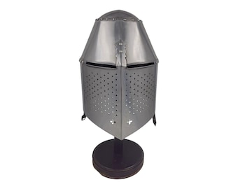 Medieval Knight Helmet Replica: 18-Gauge Steel Gothic Armor, Cosplay Prop