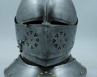 Medieval Steel Knight Helmet: Gothic Closed Face Armor - Cosplay & Collector Replica