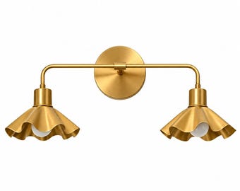 Handcrafted Solid Brass Vanity Light, Mid-Century Modern Flower Sconce