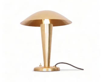 Lámpara de mesa Art Déco de latón con forma de seta / Estilo Bauhaus, ajustable