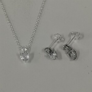 Pandora Sparkling Double Stud Earrings Pendant Necklace set-45cm