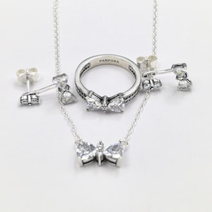 pandora silver s925 ale sparkling bow jewelry set