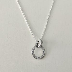 pandora schmuck silber-halskette für damen doppelkreis