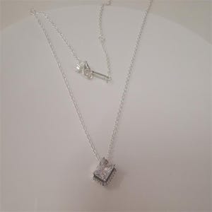 pandora rectangular sparkling halo collier necklace