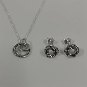 Pandora Family Always Encircled Stud Earrings Pendant Necklace set -60cm