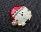 Vintage Brooch Santa Claus Brooch Signed Danecraft, Merry Christmas! Santa Claus Pin, Gold Plated, Santa Brooch, 1970s Brooch Gifts For Her!