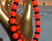 Sports Bracelet Bright Orange & Black Beads Sports Team Colors! Glass Beads Your Favorite 2 Colors Womens Gift Mens Gift Teens Gift College2