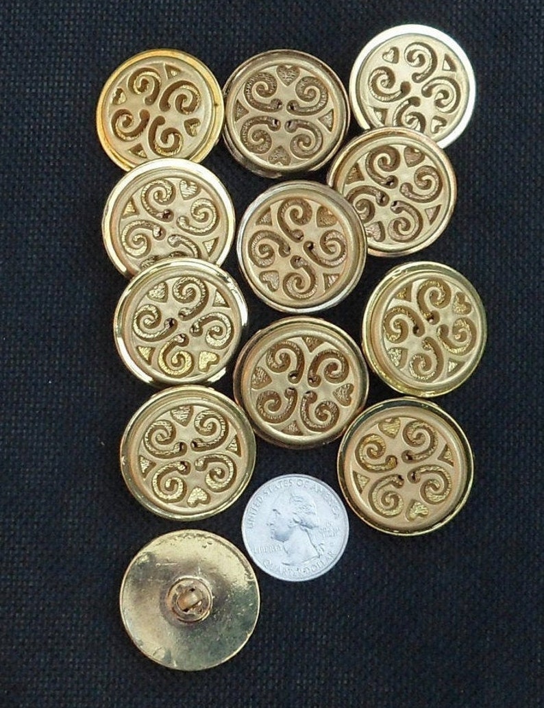 Vintage Buttons Gold Acrylic Buttons Unique Buttons Rare Buttons Sewing Buttons With Shanks For Crafts DIY Buttons Gift For Her Gift For Him