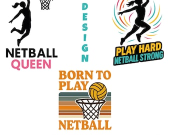 Netball Clipart Bundle – 3 Sporty Digital Designs | Retro & Modern Styles | png.svg.ai.pdf.eps