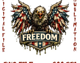 Freedom Eagle PNG, Patriotic American Flag Shirt Graphic (Digital Download)
