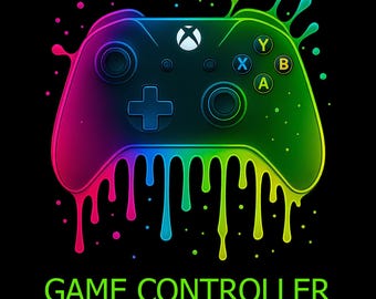 Neon Game Controller PNG | Joystick z kapiącą farbą | Clipart z sublimacją dla graczy 300 DPI