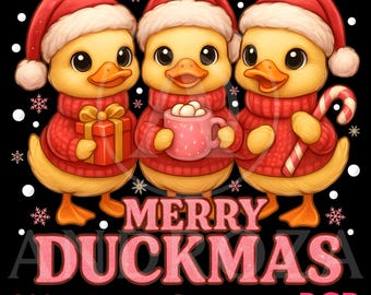 Merry Duckmas PNG Christmas Ducks Clipart | Holiday Sublimation | Funny Duck Christmas Design