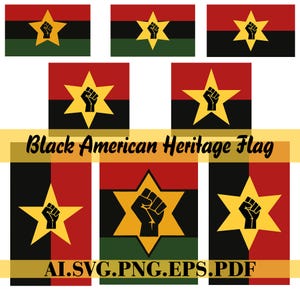 Black Heritage Flag New Cultural Design Bundle Black American Flag Clipart Set | ai + png + SVG + EPS + PDF