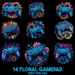 Floral Game Controller Digital Download Sublimation Png Files
