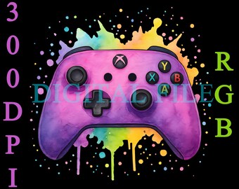 Controlador de videojuego rosa con salpicaduras de acuarela PNG, descarga digital