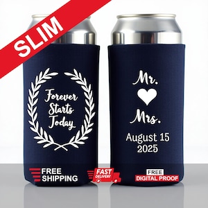 Personalized Slim Can Cooler: Neoprene Hard Seltzer Koozie, Wedding Favors
