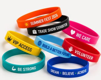 Personalized Silicone Wristbands Bulk – Custom Printed Rubber Bracelets for Events, Parties & Trade Shows